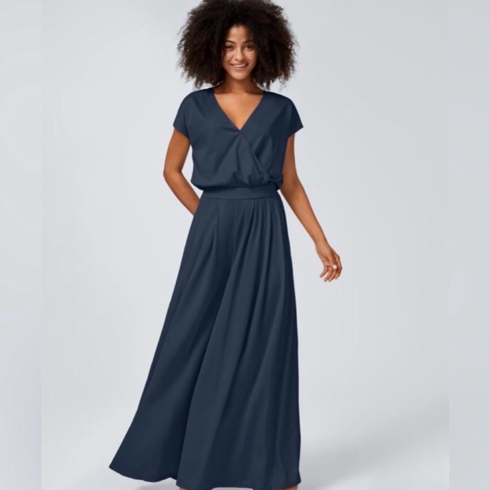 NWT HALARA V Neck Short Sleeve Pocket Wide Leg Flowy Waffle Jumpsuit. Large Tall